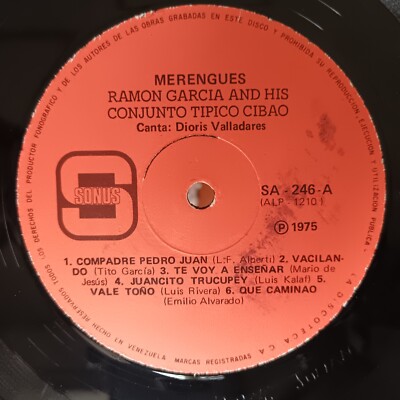Ramon Garcia And His Conjunto Cibao Dioris Valladares    Merengues [1975] LP