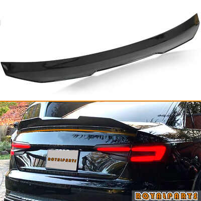 For 2017-23 Audi A4 S4 (B9) Sedan High Kick Glossy Black Rear Trunk Spoiler Wing