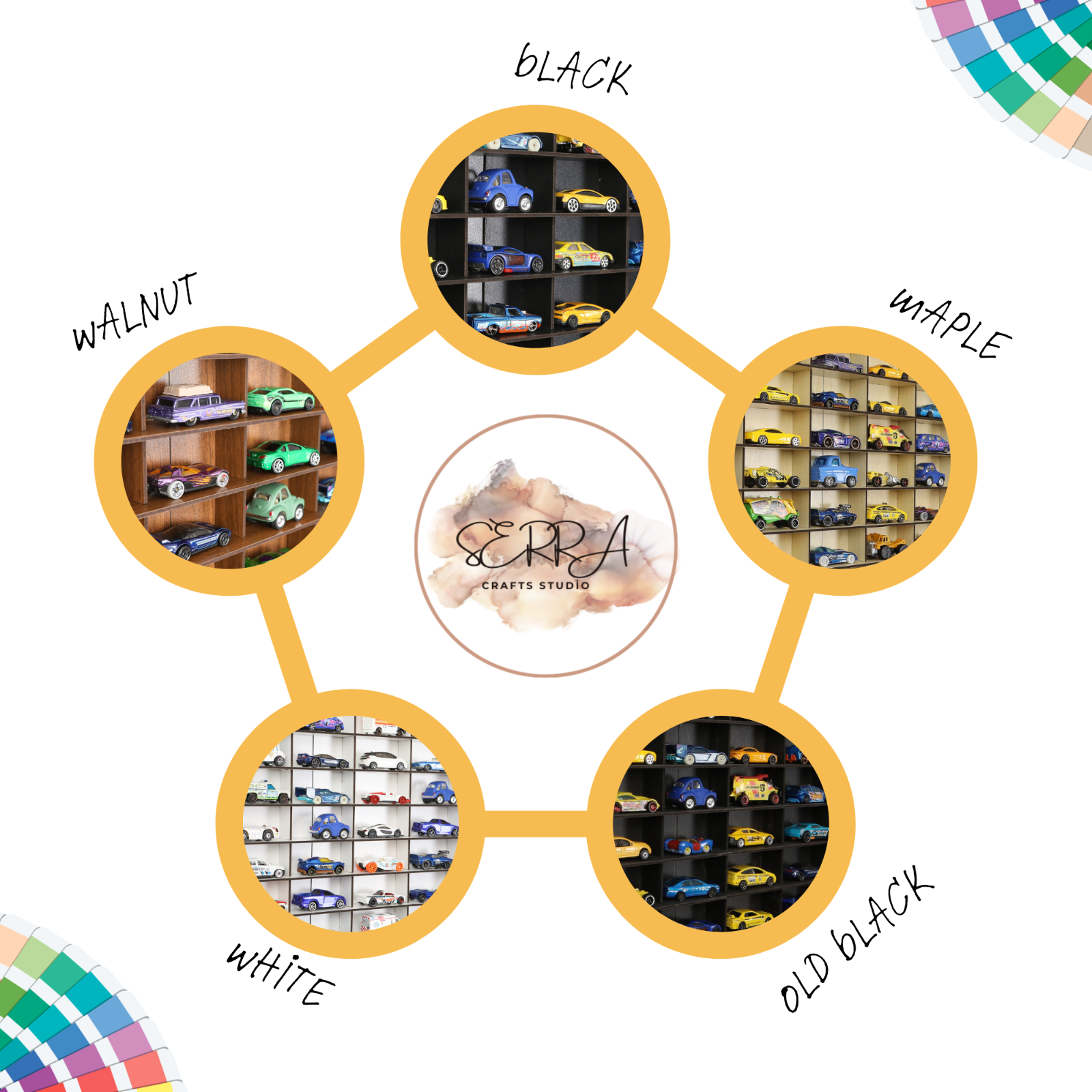 1:64 Toy Car Wall Shelf, Hotwheels,Matchbox Compatible Display Case for 50 Cars