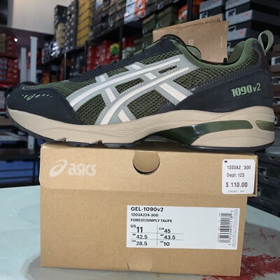 ASICS MEN'S GEL-1090V2 TRAINER RUNNIG SHOES LOW TOP SIZE 11 FOREST/SIMPLY TAUPE