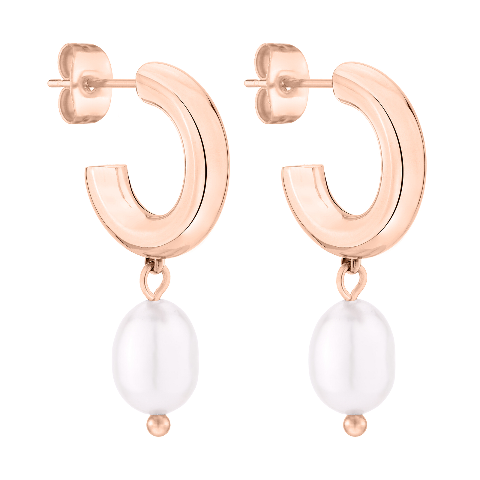 Tamaris Damen Creole Ohrringe Ohrstecker 2,9, Edelstahl IP Roségold TJ-0187-E-32