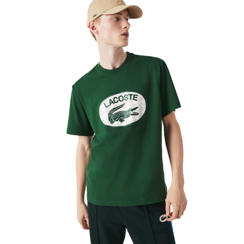 

Мужская зеленая футболка стандартного кроя Lacoste с монограммным принтом, Green/brown/white