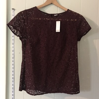 NWT Old Navy Women s Lace Blouse / Size XS / Burgundy Red