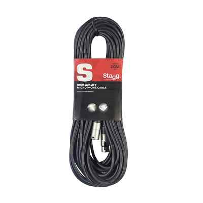Stagg 20m XLR Male to XLR Female Microphone Audio Cable Black SMC20