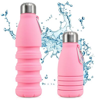Perfekto24 Bottiglia pieghevole di alta qualità in silicone - senza BPA, (E6v)