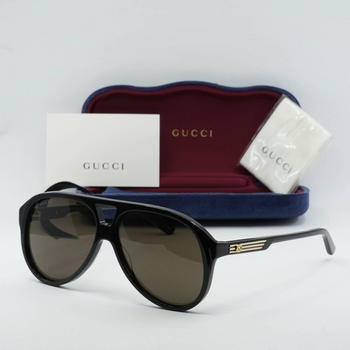Pre-owned Gucci Gg1286s 001 Black/brown 59-12-145 Sunglasses