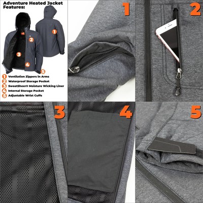 Pre-owned Mobile Warming 7.4v Men's Adventure Jacket Heather Grey In Multicolor