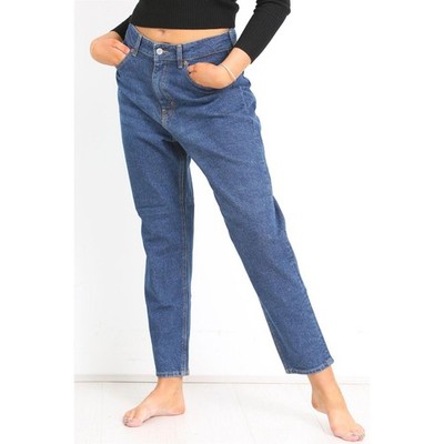 EX H&M Jeans Mujer Mom Fit Denim Azul Pantalones Sueltos