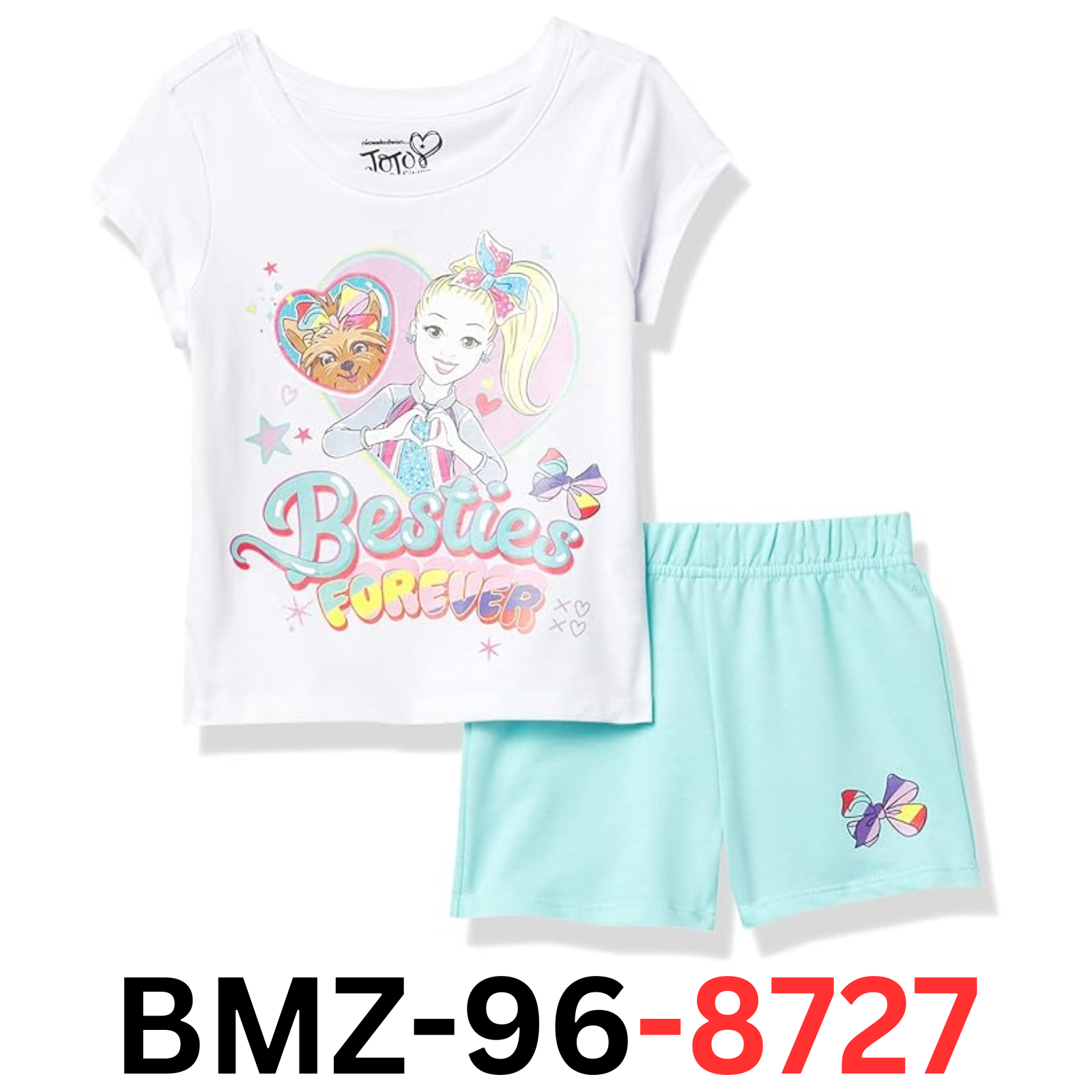 JoJo Siwa Toddler Girls' Graphic Tee & Shorts 2-Piece Set, Mint, Size 3T