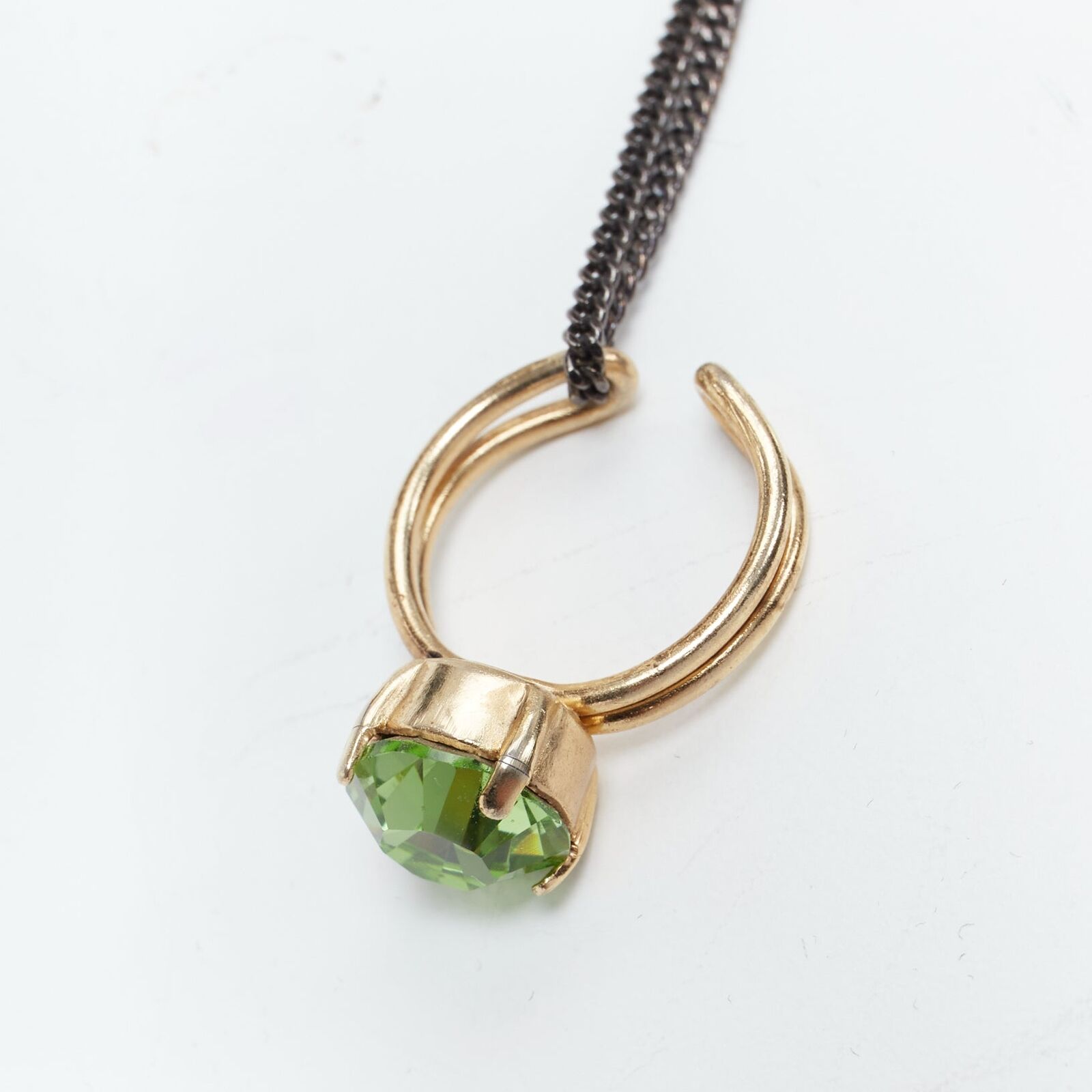 rare MAISON MARGIELA 11 Vintage chain pearl green ring rare MAISON MARGIELA 11 Vintage chain pearl green ring