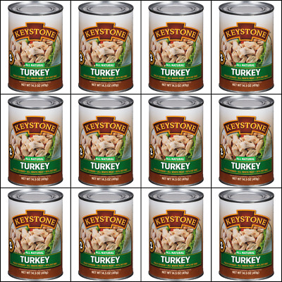 12 Canned Turkey USA Made Keystone Meat 14.5oz Camping Survival Food ex 2029