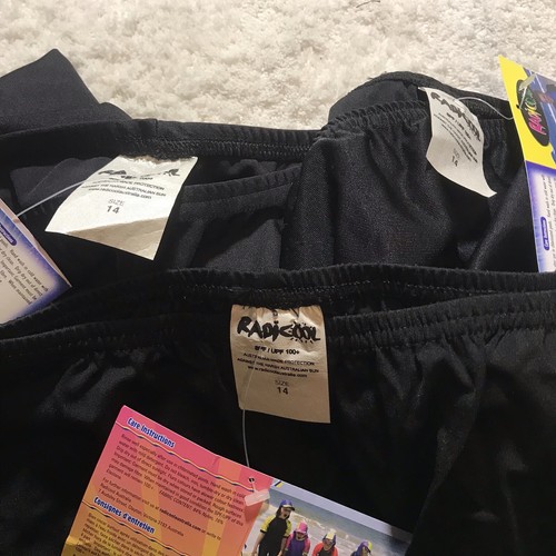 Radicool Skins Size 14 Rash Guard Swim Shorts Child Boy Swimwear Black SPF 100