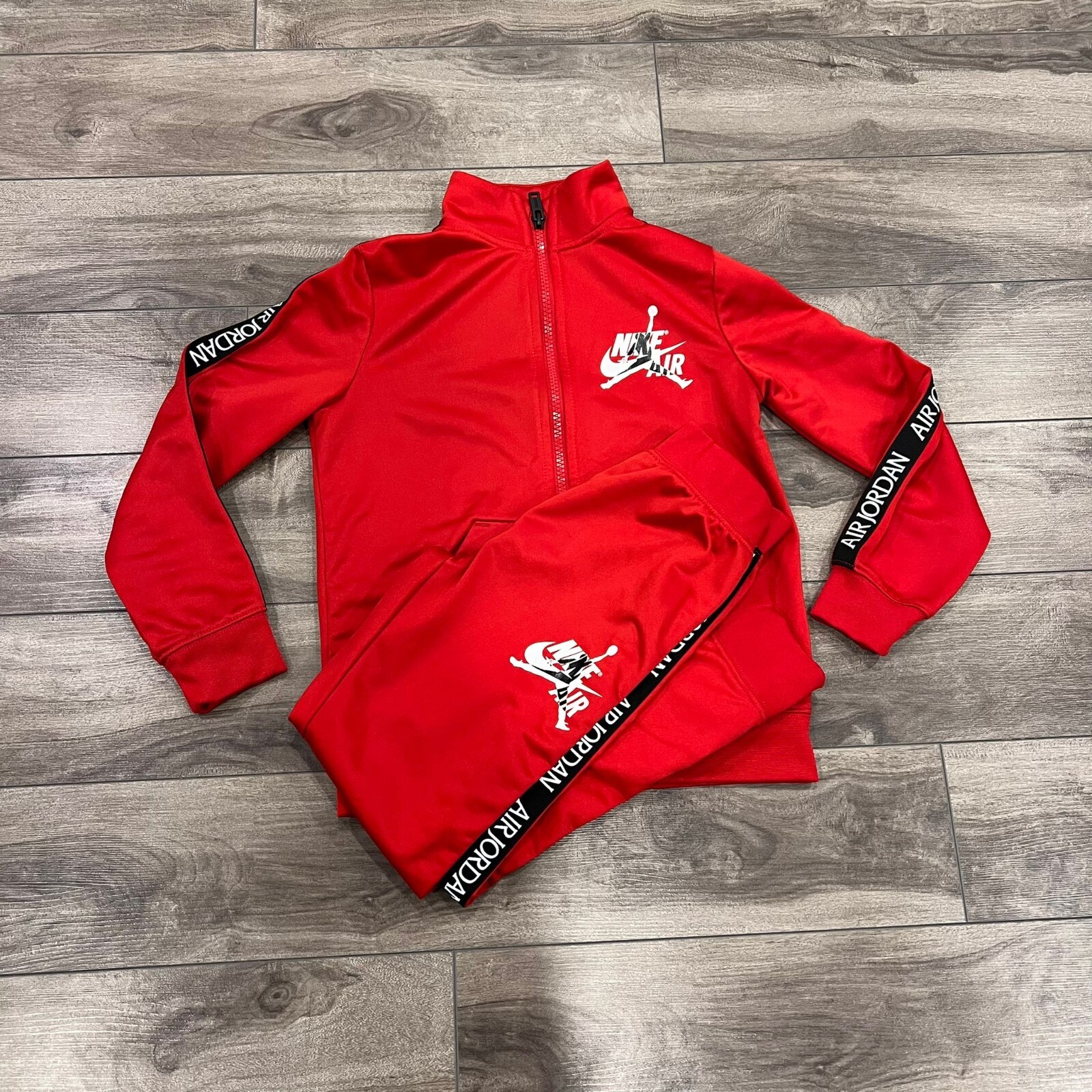 white and red jordan tracksuit