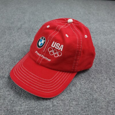 BMW Automotive Cars Strapback Hat USA Olympics Embroidered Red Baseball Cap