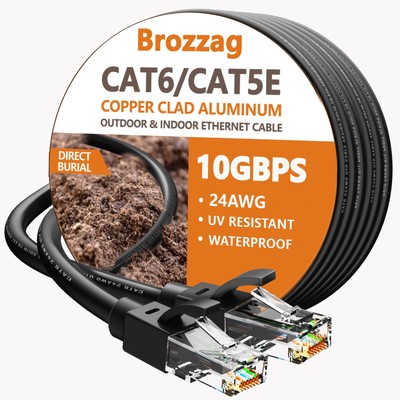 50 Ft Ethernet Cable for Cat5E/Cat6, 10Gbps 24AWG Cat6 Network Cable, CCA Dir...