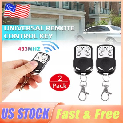 2PCS Universal Cloning Remote Control Opener Key Fob for Gate Garage Door 433mhz