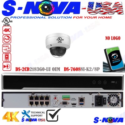 HIKVISION 4K 8MP CCTV Security Camera system 8CH NVR IP W/Audio Vandal Proof