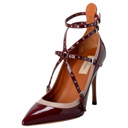 VALENTINO GARAVANI VALENTINO GARAVANI DAMEN LACKLEDER ZWEI FARBEN KNÖCHELRIEMEN HIGH HEELS SCHUHE