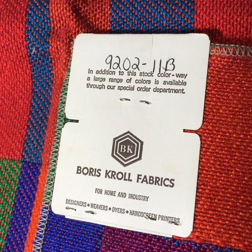 Vintage 60s Boris Kroll Looms Fabric Sample - MCM Textile - Bright Red & Orange