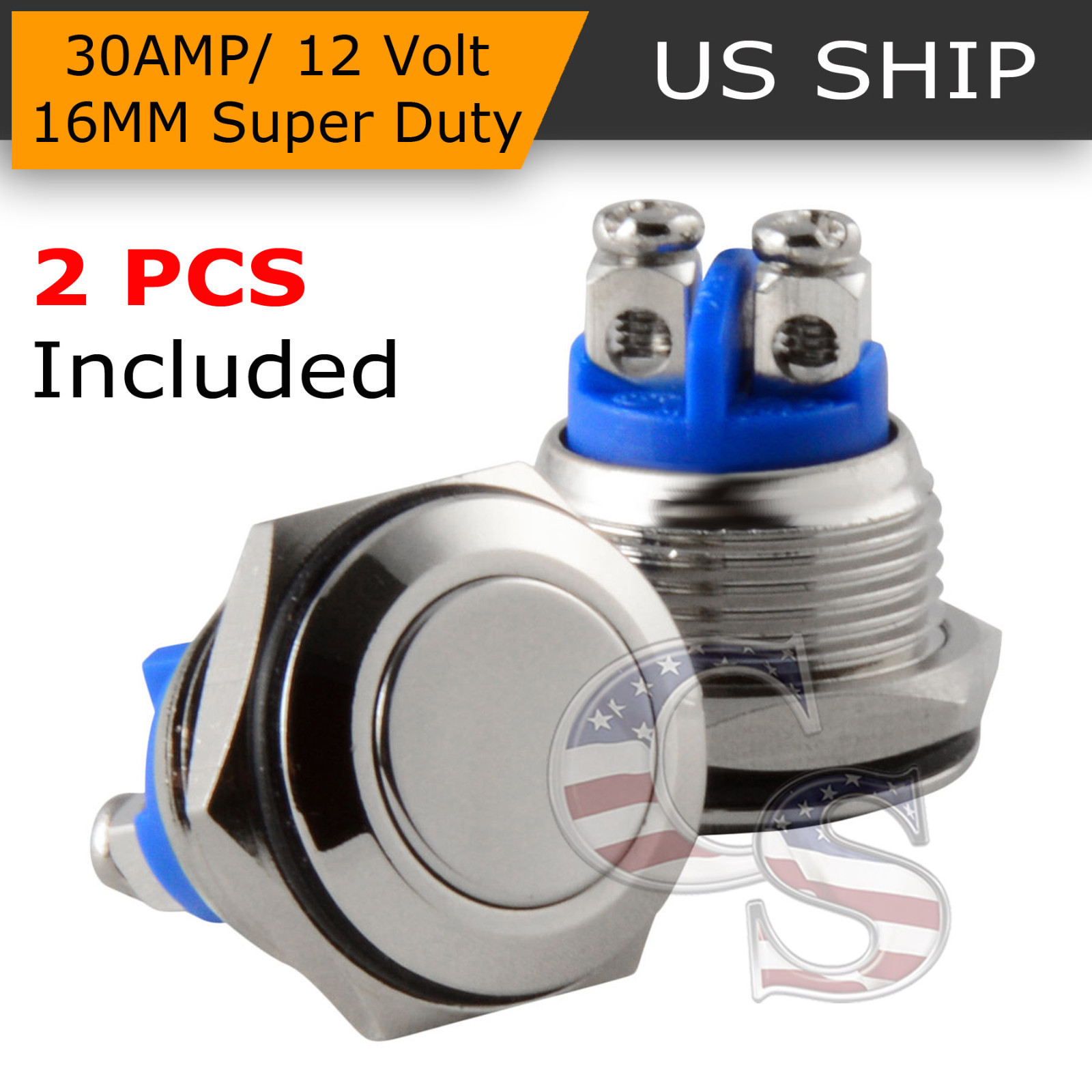 Business Office Industrial Switches On Car Dash Boat Spst 2x16mm 12v Momentary Push Button Switch Off Suneducationgroup Com