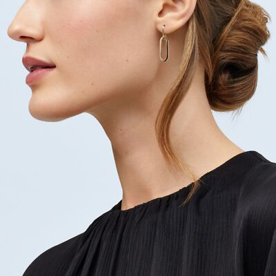 Pre-owned Welry 14k Yellow Gold Oval Paperclip Drop Earrings