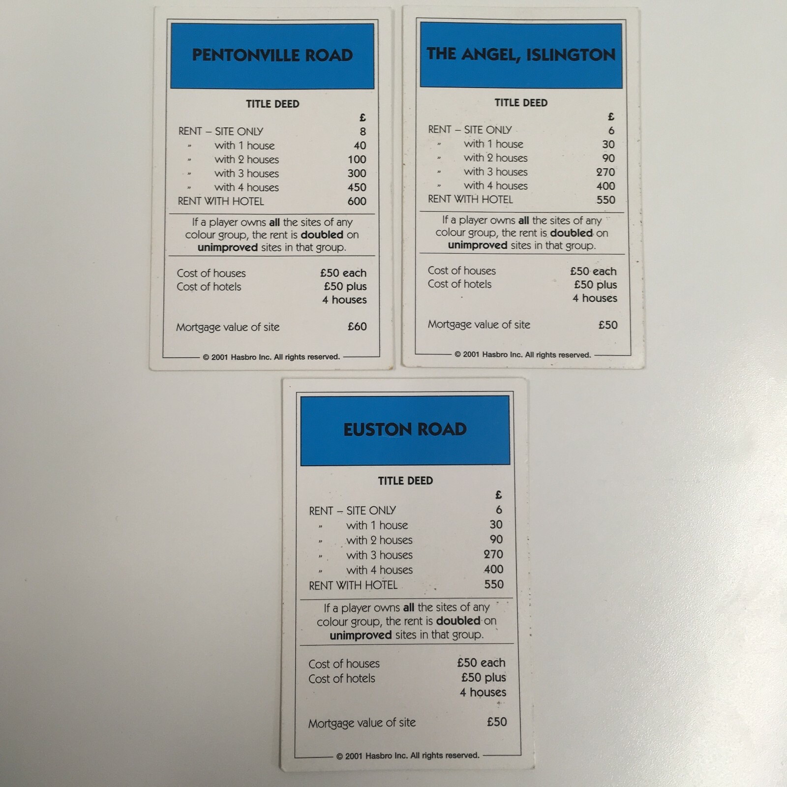 モノポリーページ Vintage Monopoly Spares Blue Street Cards Euston Rd