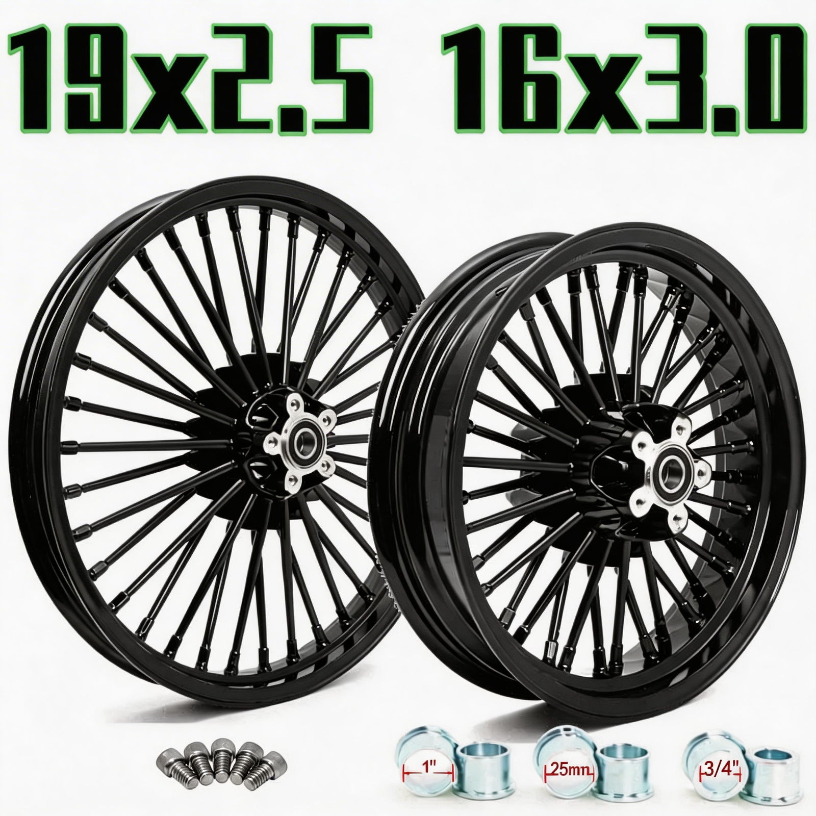 19X2.5 16X3 Fat Spoke Wheels Rims Set for Harley Sportster Iron