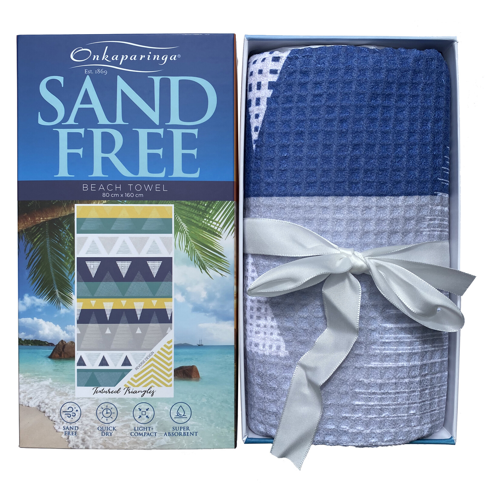 Onkaparinga 4 in 1 Sand Free Quick Dry Beach Towel Camp Towel 80 x 160