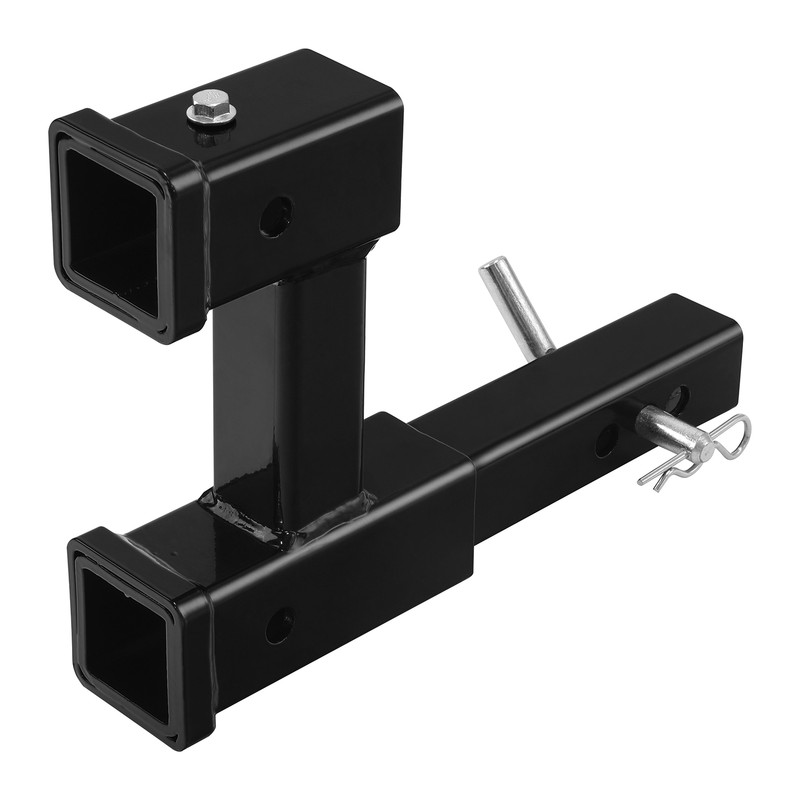 Dual 2" Trailer Hitch Receiver Rise Drop Extender Adapter Tow Truck 4000LB Black