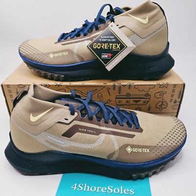 NEW Nike Men's SIZE 10.5 React Pegasus Trail 4 GORETEX Khaki Tan FD5841-200