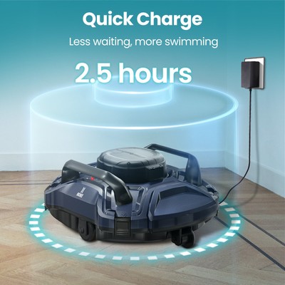 Cordless Robotic Pool Cleaner Vacuum Self-Parking Dual-Motor Strong Suction Blue