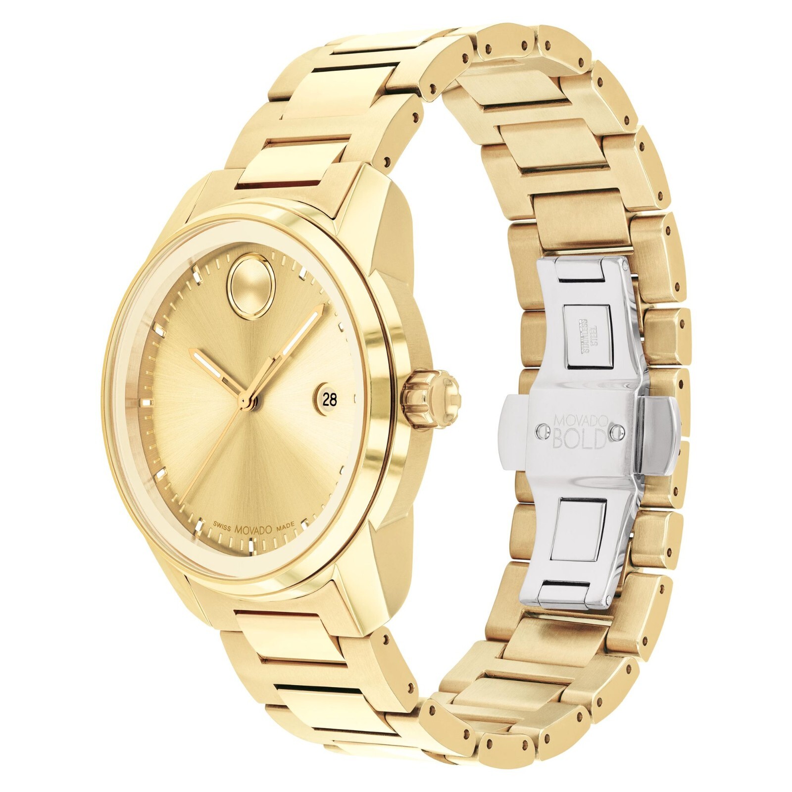 Pre-owned Movado Bold Verso Gold Ion-plated Bracelet Watch 42mm 3600861