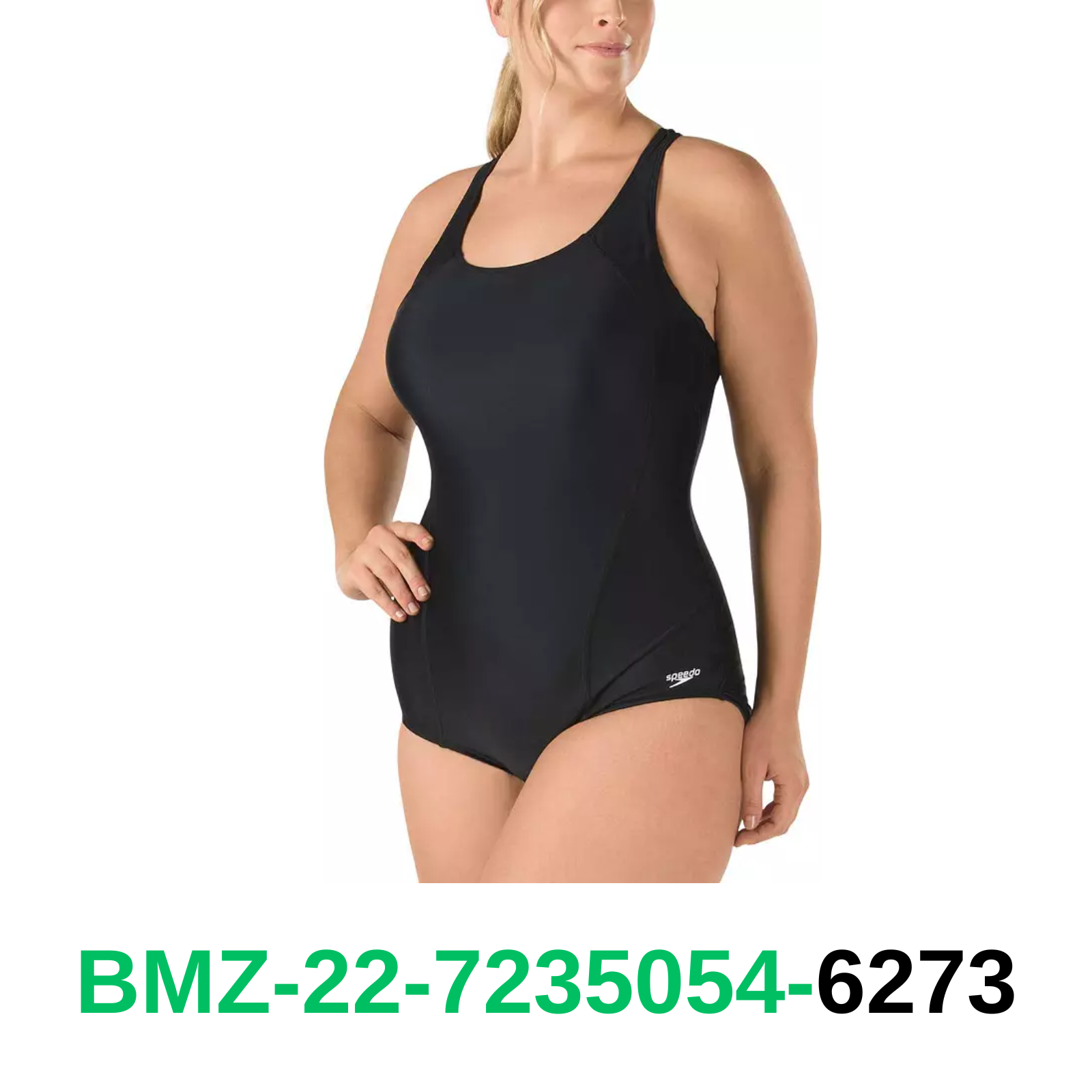 Speedo Women's Plus Size Crossback Princess Seam Swimsuit, Black, 24