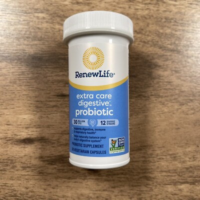 NEW! RenewLife Extra Care Digestive Probiotic 30 Bil CFU - 30 Caps Exp: 02/26