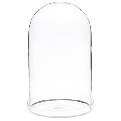 Plymor 4'' x 7'' Glass Dome Cloche with Silver Rim (Clear Glass Base), 12 Pack