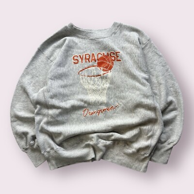 Vintage Men s Syracuse Orange Basketball Sweatshirt 80s Size Large Reverse Weave