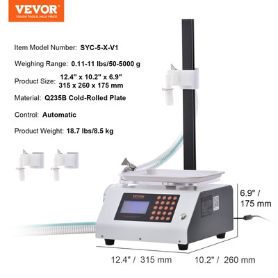 VEVOR Automatic Liquid Filling Machine Digital Control Bottle Filler 50-5000 g