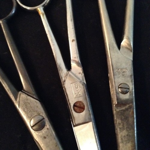 3 PAIR VINTAGE BARBER SCISSORS  ITALY, GERMANY A. SCHMIDT, GERMANY SEARS