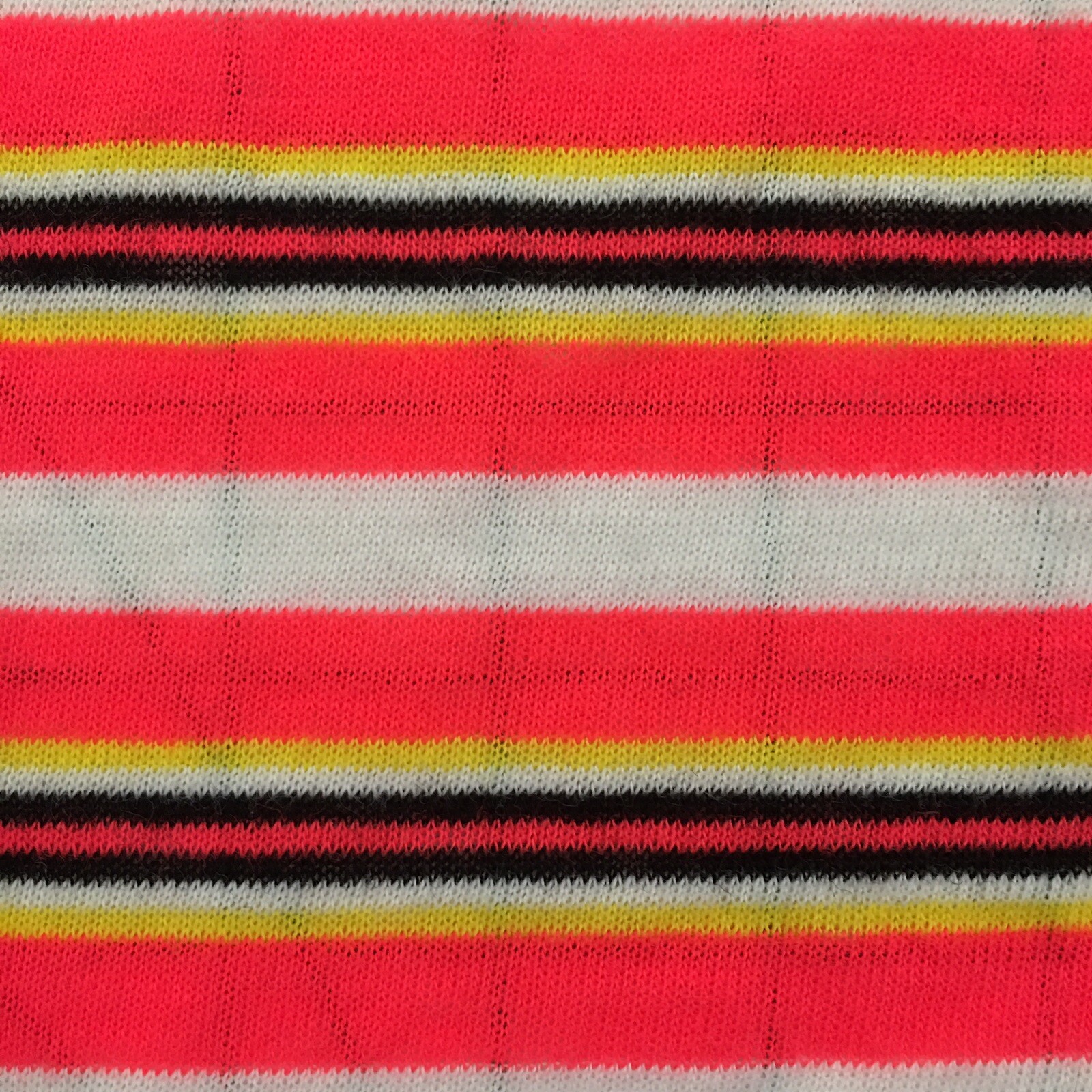 Bright Vintage Striped Fabric Pink Yellow Black White 2 YDS Vintage Jersey Poly