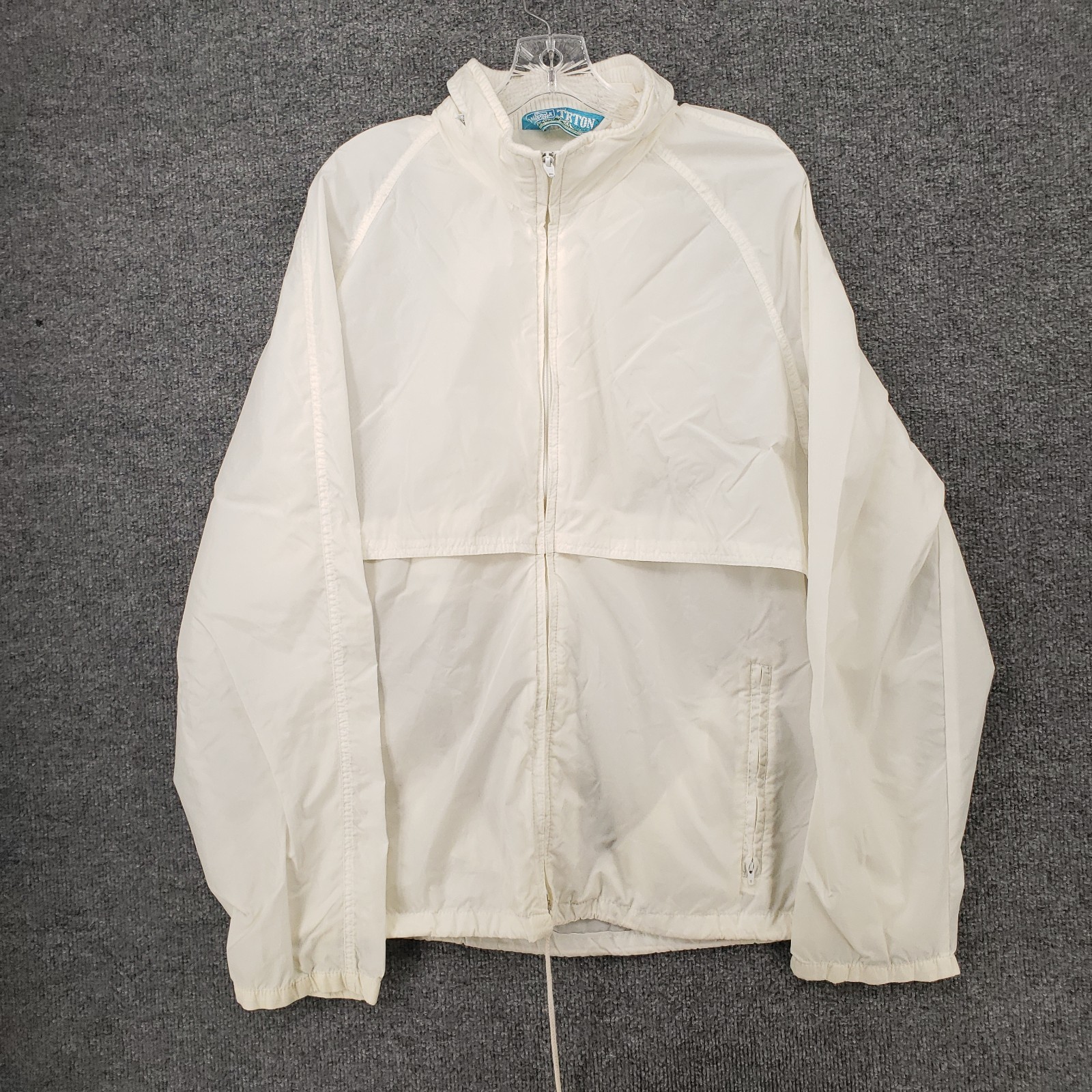 VINTAGE Woolrich Teton Jacket Mens L Large White Windbreaker Full Zip Packable