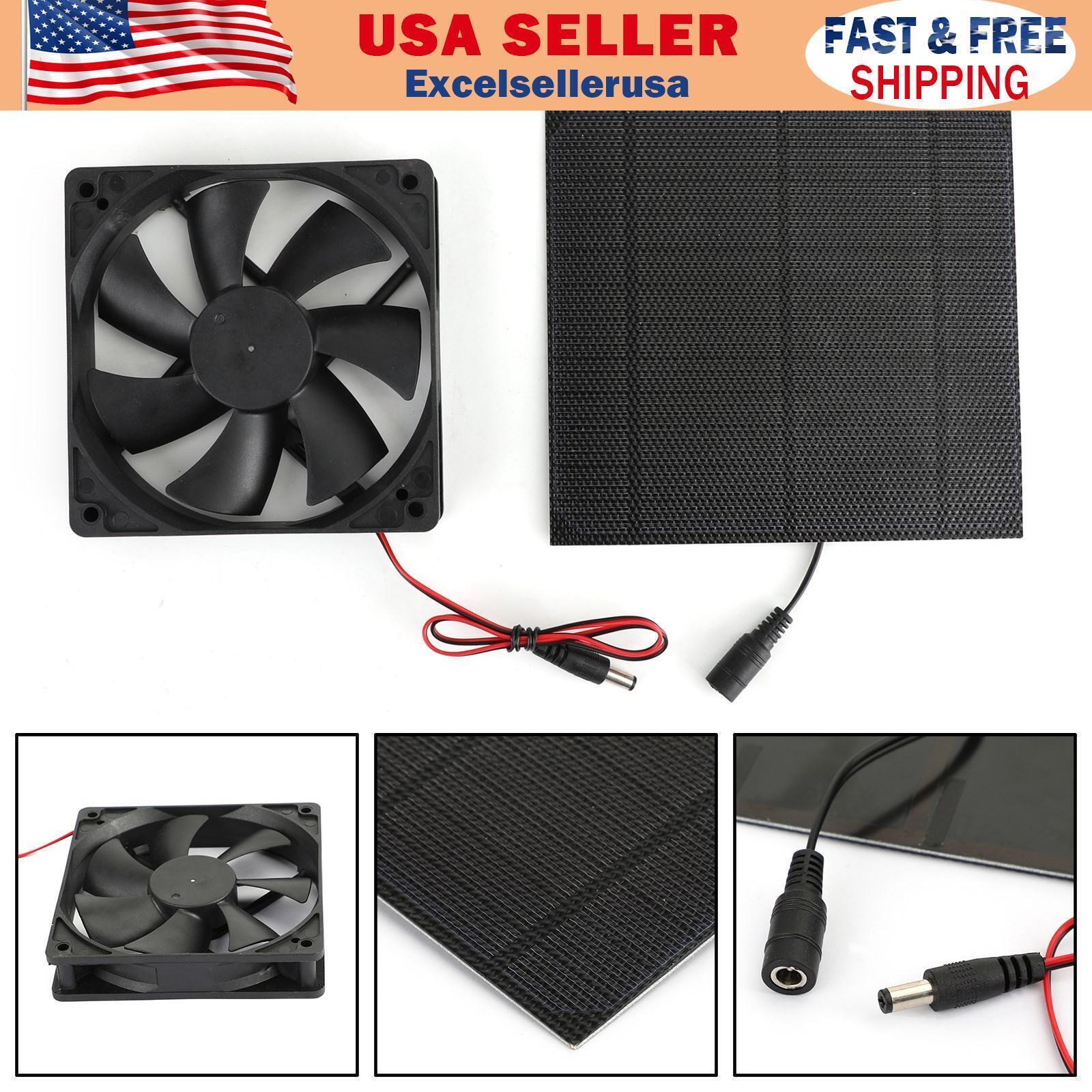 Solar Panel Powered Fan Mini Ventilator For Greenhouse Pet/Dog Chicken House UE