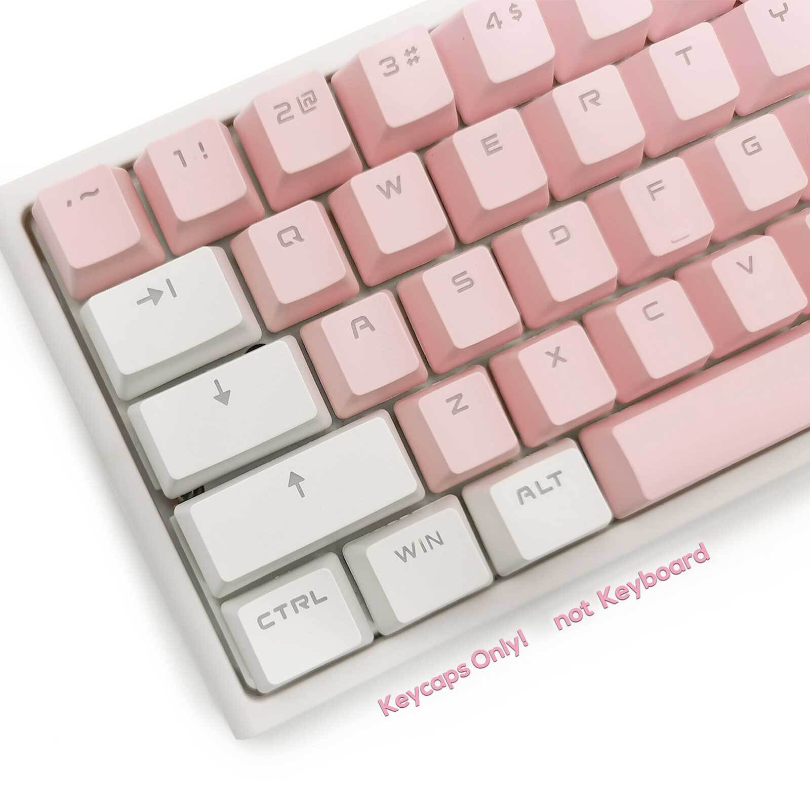 104 Pink White PBT Double Shot Keycaps Set Shine Through for