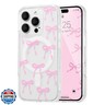 UEEBAI Magnetic for iPhone 12 Case and iPhone 12 Pro Case, Bow Case Compatible with MagSafe, Wireless Slim Clear Ribbon Phone Cover Anti-Yellowing Shockproof Protective Cover for Women Girl - Pink