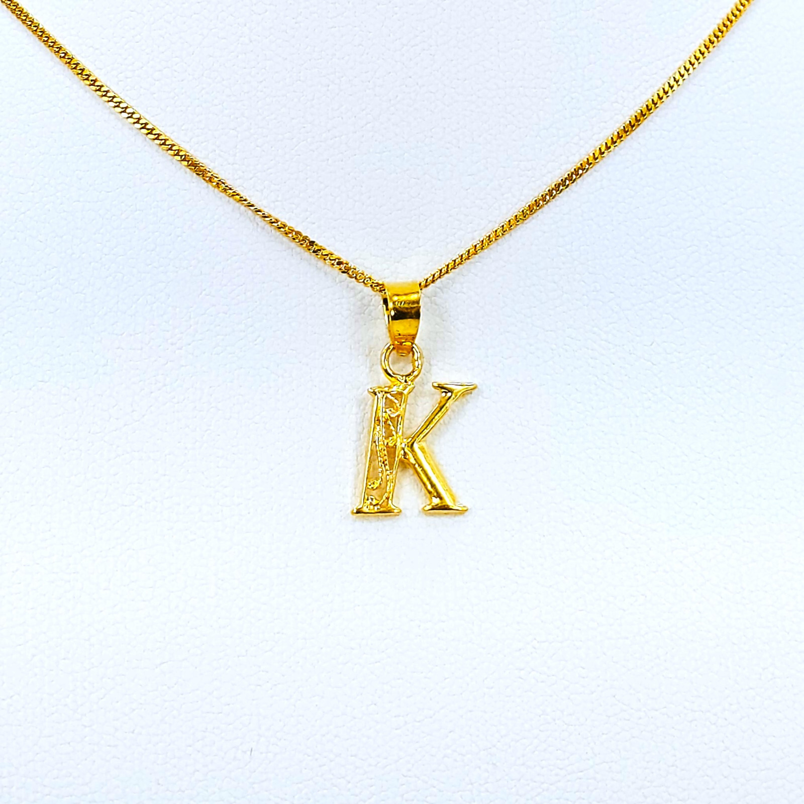 K❤︎ 22K Solid Yellow Gold Pendant Initial Letter K Genuine