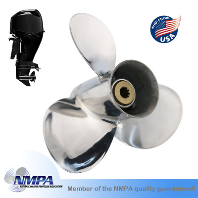 Outboard Propeller 9 1/4x10 For Suzuki Motor DF 8-20HP 10 Spline Stainless Steel