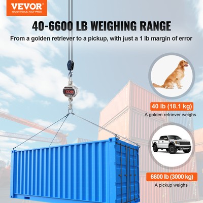 VEVOR Digital Crane Scale Industrial Hanging Scale 6600 lbs/3000 kg Heavy Duty