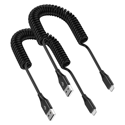 Android Auto USB C Cable,Coiled USB to USB C Fast Charging Cable for Google P...
