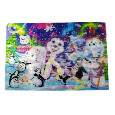 Lisa Frank Super 3D 100 Piece Puzzle Polar Bear Penguins Husky Snowman Winter