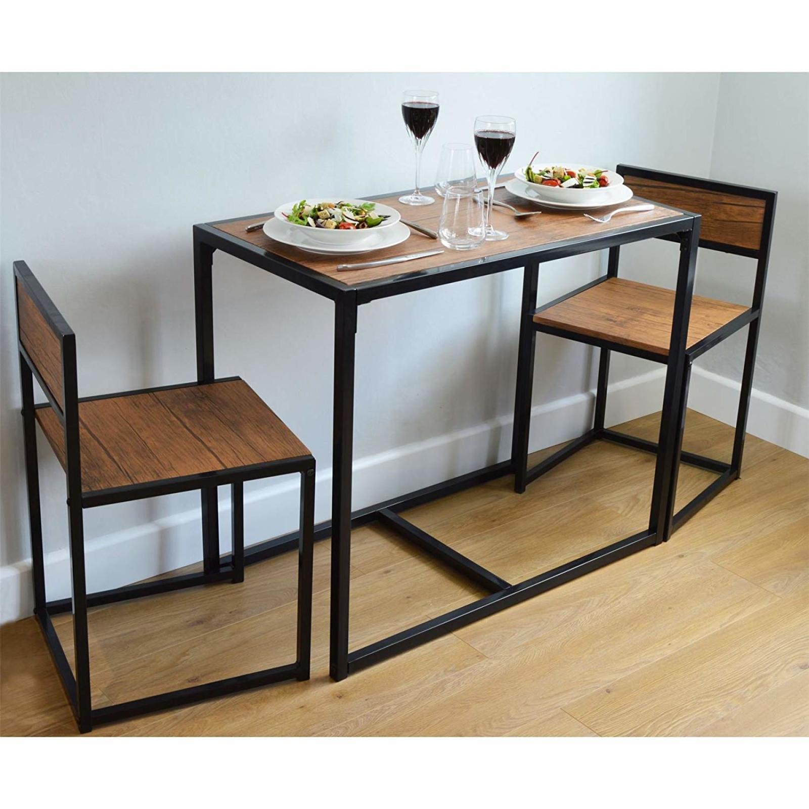 Dining Table And 2 Chairs Set 2 Person Space Saving Compact Home Furniture New Ebay