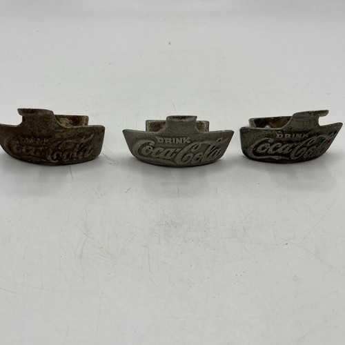 3 Antique Coca Cola Bottle Openers Metal Nice!